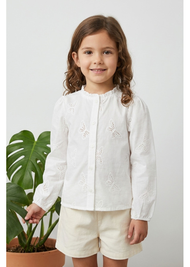 Blusa bordado mariposas para niña