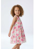 Vestido floral rosa y verde para niña sin mangas