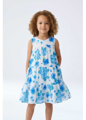 Vestido para niña de gasa estampada con flores azules
