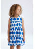 Vestido estampado de círculos azules para niña