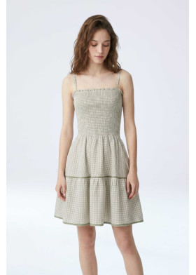 Vestido corto de cuadros vichy para mujer con tirantes