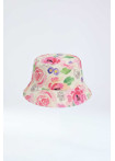 Gorro Reversible con Estampado de Flores Rosadas para Niñas