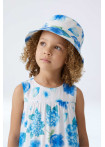 Gorro Reversible con Estampado Floral de Flores Azules para Niñas